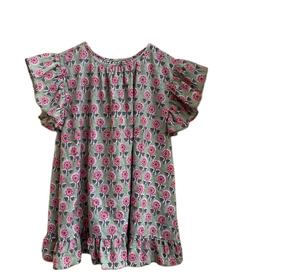 Main bloc imprimé femmes haut d'été décontracté Floral coton Blouse avec broderie à la main vêtements d'extérieur courts - Product Image 1