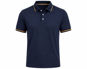 <b>Men's</b> Short Sleeve Solid Color <b>Polo</b> <b>Shirt</b> Oxford Fabric Casual Style <b>Green</b> with Yellow Trim - Product Image 2