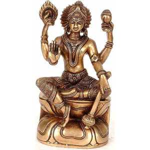 Sculpture en laiton Lord Vishnu de 6 pouces faite à la main fabriquée en Inde pour offrir un article magnifiquement fabriqué à la main - Product Image 1