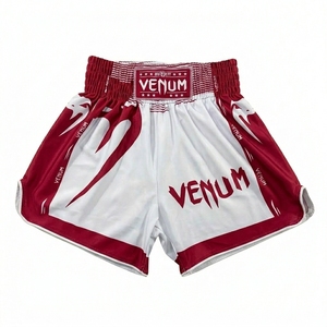 กางเกงมวยไทย MMA ยูนิเซ็กซ์ วีนัม สีขาวแดง โลโก้ด้านหน้า แห้งเร็ว ผลิตจากโพลีเอสเตอร์ สำหรับฝึกซ้อม - Product Image 6