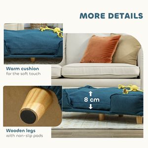 Divano per cani di grandi dimensioni blu scuro con comodo cuscino e gambe in legno di pino per uso interno mobili per animali domestici durevoli - Product Image 6