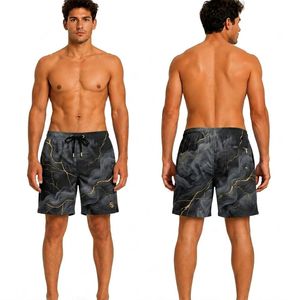 Shorts de surf pour hommes beige vintage à motif tropical, en mélange de polyester doux, séchage rapide, respirant, qualité vacances - Product Image 3