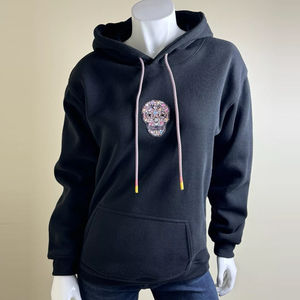 Sudadera con Capucha de Algodón 100% para Hombre, Ajuste Regular, con Cristales, Estilo Urbano, Oversize, Brillante, con Pedrería Grande, de Invierno, de Alto Gramaje, Novedosa y a la Moda - Product Image 1