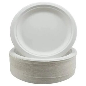 Factory Direct Bagasse 7 Inch Round Eco-Friendly <b>Disposable</b> <b>Plate</b> Biodegradable Food Grade Tableware for Hospitality Events - Product Image 1
