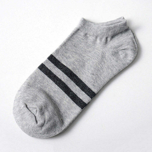 <b>Men's</b> White Ankle <b>Socks</b> With Black <b>Stripes</b> Breathable Thin Cotton Knitted Daily Wear Summer Style - Product Image 4