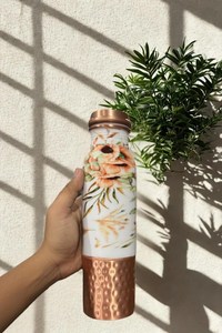 Handmade Pure <b>Copper</b> <b>Drinking</b> <b>Bottle</b> with Elegant Black Pattern Durable Leak Proof Design for Everyday Water Storage - Product Image 6