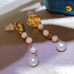 Recommended Freshwater Pearl Dangle <b>Earrings</b> Pure <b>Silver</b> Lotus Pond Moonlight Lotus Leaf Ear <b>Chains</b> Fashion Accessory - Product Image 3