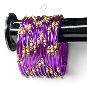 Nouveauté 2026 – Bracelets en verre violet goutte de pluie style cachemire, lot de 12, pour femmes, bijoux indiens de mariée, au prix le plus bas - Product Image 1