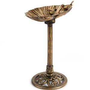 Vasca per Uccelli in Resina Bronzo Anticato con Bordo a Conchiglia 50*36*81cm con Fontana Solare 1.4W - Product Image 2
