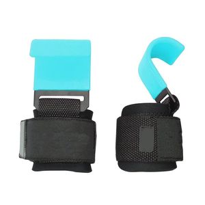 Crochets de musculation en acier bleu massif avec sangles rembourrées en néoprène haute densité, antidérapants et réglables pour le fitness - Product Image 1