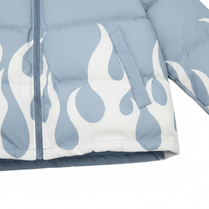 Flame-Design Casual Zipper Puffer Jackets Stand Collar Men Polyester <b>Padded</b> Printed Bubble Jacket <b>Cheap</b> Price Winter Jacket - Product Image 6