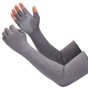 SPARKWELL INDUSTRIES Manches de protection unisexe anti-UV à séchage rapide en nylon/coton avec logo personnalisé imprimé par transfert thermique et ourlet inférieur foncé pour le cyclisme - Product Image 1