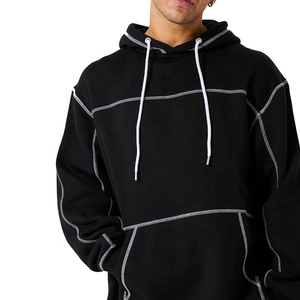 Ensemble sweat à capuche et pantalon de survêtement pour homme, écologique, séchage rapide, respirant, avec surpiqûres contrastées - Coupe décontractée automne en polyester/coton - Product Image 4