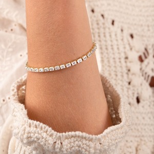 18K Yellow Gold 9.1CT East West Emerald Cut Lab Grown Diamond Tennis <b>Bracelet</b> Manufacturer - Product Image 4