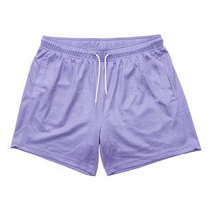Pantalones Cortos Deportivos para Hombre, Color Azul Claro, Malla Transpirable, Cintura con Cordón, 100% Poliéster, Color Sólido, con Bolsillos - Product Image 4