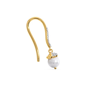 ต่างหูทรงหยดน้ำประดับเพชรทรงโค้งมนพร้อมลูกบอลหินสีขาว - Product Image 3