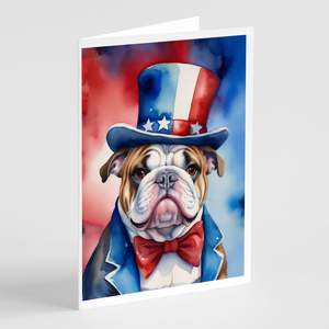 Lunatique A7 Taille 5x7 Cartes Blanches Pack 8 avec Enveloppes Bulldog Anglais Patriotique Conception Américaine pour Salutations - Product Image 1