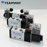 Vanne solénoïde TEAMWAY PV 1/4" avec support de montage G Port, système de commande pneumatique 5/2 5/3 voies à bobine simple ou double, 100% compatible