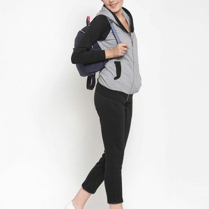 custom 100% cotton hooded windbreaker tracksuit two piece pants zip up womens sportswear eco friendly reversible breathable OEM - Product Image 3