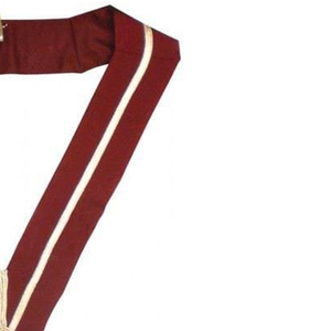 Custom Master Mason Masonic Apron Red with White Gold Trim Classical Style Embroidered Fabric <b>Sew</b>-On Badge Garment Accessory - Product Image 2