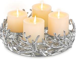 Candelabro Moderno de Metal Plateado de Lujo para Sala de Estar, Inspirado en Arrecifes de Coral, con Múltiples Pilares, para Decoración de Chimenea y Fiestas - Product Image 1