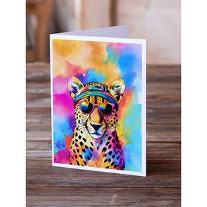 Whimsical A7 Size <b>5x7</b> New Hippie Animal Cheetah Blank Note Cards Pack of 8 with <b>Envelopes</b> Greeting Cards - Product Image 2