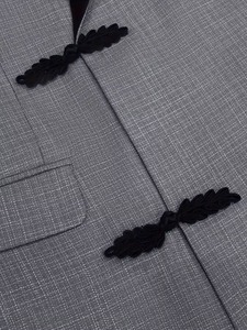 mens light grey suit grey black lapel suit grey tuxedo suit frog <b>button</b> suit chinese knot suit double breasted grey suit luxury - Product Image 3