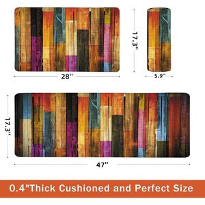 Colorful Kitchen Rugs Cool Wooden Abstract Anti-Fatigue Waterproof Floor Mats Cushioned Non-Slip Kitchen Mats - Product Image 3