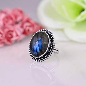 Bague en argent 925, bague en pierres précieuses, bague, bague bohème, bague femme faite à la main, bague Vintage, cadeau Labradorite pour elle - Product Image 5