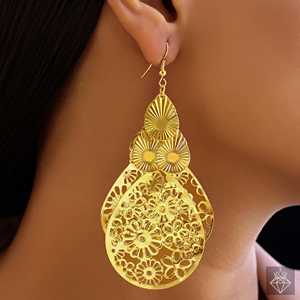 Pendientes Finos con Textura de Filigrana PRAO, Resistentes al Deslustre - Product Image 2