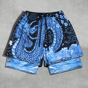 Pantalones Cortos Deportivos 2 en 1 Personalizados para Hombre, con Estampado de Dragón, Forro de Compresión, Secado Rápido, para Gimnasio y Entrenamiento - Product Image 1