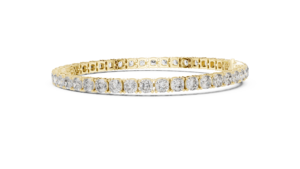 LAB GROWN 4.4CT CUT DIAMOND RHODIUM PLATED LUXURY 18KT <b>SOLID</b> YELLOW <b>GOLD</b> Tennis Bracelet Set DAILY OFFICE WEAR WEDDING THIRD - Product Image 4