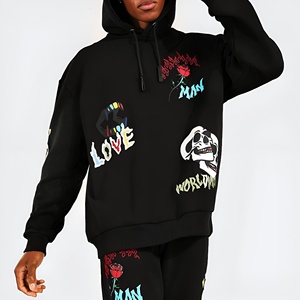 Conjunto Deportivo para Hombre, Sudadera con Capucha y Pantalones Jogger, Estilo Casual Desgastado, Corte Holgado, Ropa de Invierno, Logotipo Personalizado, Venta al Por Mayor - Product Image 2