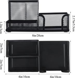 Sleek Matte Black Steel Mesh Multi-Container Compact Workspace <b>Storage</b> System Corporate Supply Office Organizer - Product Image 2