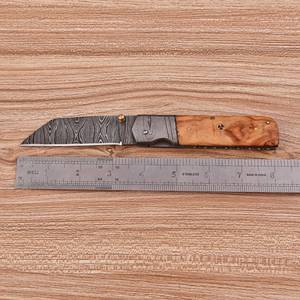 Couteau de chasse pliant EDC en acier Damas de haute qualité UA Supplies, manche en bois de rose, lame à pointe clip, épaisseur de 0,5 mm, liner. - Product Image 3
