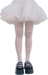 Collants 3D à nœuds en polyester pour femmes, fins, transparents, résille, style Kawaii Lolita, pour soirée - Product Image 1