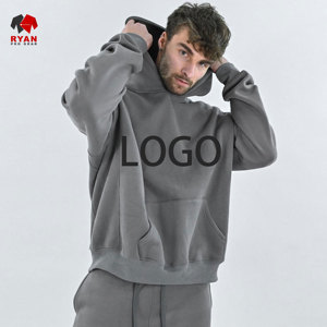 เสื้อฮู้ดดี้สตรีทแวร์แบบเรียบ ผ้าฝ้าย 100% คุณภาพสูง หนานุ่ม สไตล์พูลโอเวอร์ สำหรับผู้ชาย - Product Image 2