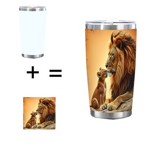 20oz Stainless Steel Tumbler <b>Double</b> <b>Wall</b> Insulated Travel <b>Mug</b> With Lion And Cub Design - Product Image 1