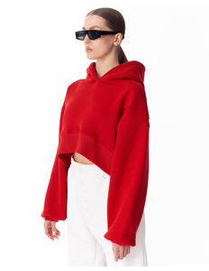 Sweat à capuche oversize en polaire pour femme, rouge rose, sur mesure, en coton 100% haute densité - Product Image 2