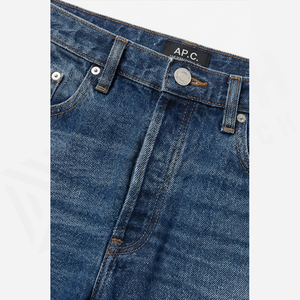 A.P.C. Jean en denim coupe droite pour homme, taille haute, coupe classique, en coton délavé, style décontracté, pantalon d'automne - Product Image 4