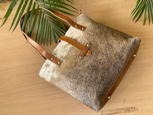 Bolso de mano grande de piel de vaca hecho a mano al por mayor, bolso de compras de lujo de piel de vaca elegante vaquera Vintage - Product Image 2