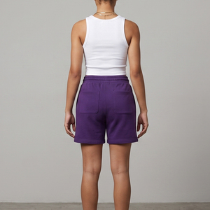 Women's Distressed Embroidery Fleece Shorts High Waist Drawstring 450 GSM Fleece Jogger Shorts Ladies - Product Image 5