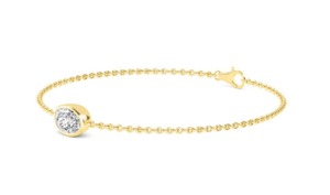 Magnifique bracelet chaîne en or 9 carats avec diamant de laboratoire ovale serti clos de 1,00 ct - Product Image 4