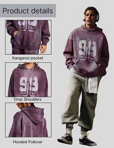 Nouveaux arrivages : sweats à capuche pour hommes, basiques, en coton mélangé, couleur unie, taille et logo personnalisables. - Product Image 3