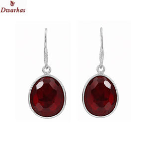 Classic simple <b>earrings</b> <b>solid</b> 925 sterling <b>silver</b> natural garnet gemstone dangle drop bezel set <b>earring</b> for ladies and girl - Product Image 2