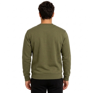 <b>Men's</b> Olive <b>Green</b> Crew Neck Sweatshirt Oversized Fit 100% Cotton Fleece Pullover Casual Waterproof Windproof Winter - Product Image 2