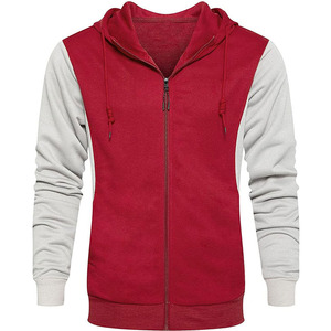 Conjunto Deportivo para Hombre con Capucha y Bloques de Color Rojo y Gris, Sudadera Casual de Manga Larga con Cremallera y Pantalones, Ropa de Otoño - Product Image 4