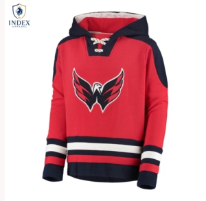 Index Apparel Maillot de hockey sur glace des Washington Capitals pour homme, à capuche, avec fermeture à lacets sur le devant, logo brodé, coupe régulière, manches longues - Product Image 1