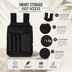 Sac à outils multi-poches robuste, résistant à l'eau, avec sangle réglable, capacité de 200 lb, pour électricien, charpentier, jardinier - Product Image 5