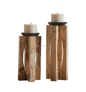 Portavelas de madera rústica con diseño elegante, perfecto para la decoración moderna del hogar y los amantes de las velas - Product Image 3